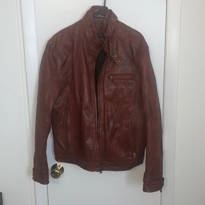 Andrew Marc Large Reddish-Brown Leather Jacket